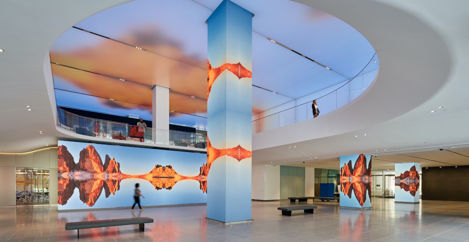 A large building with a large glass ceiling.